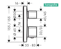 MEDIDAS TERMOSTATICA BAÑO-DUCHA EMPOTRADA ECOSTAT E HANSGROHE